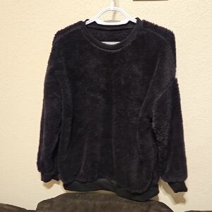 Cozy Black Fleece Sweater for Women 100%Cotton